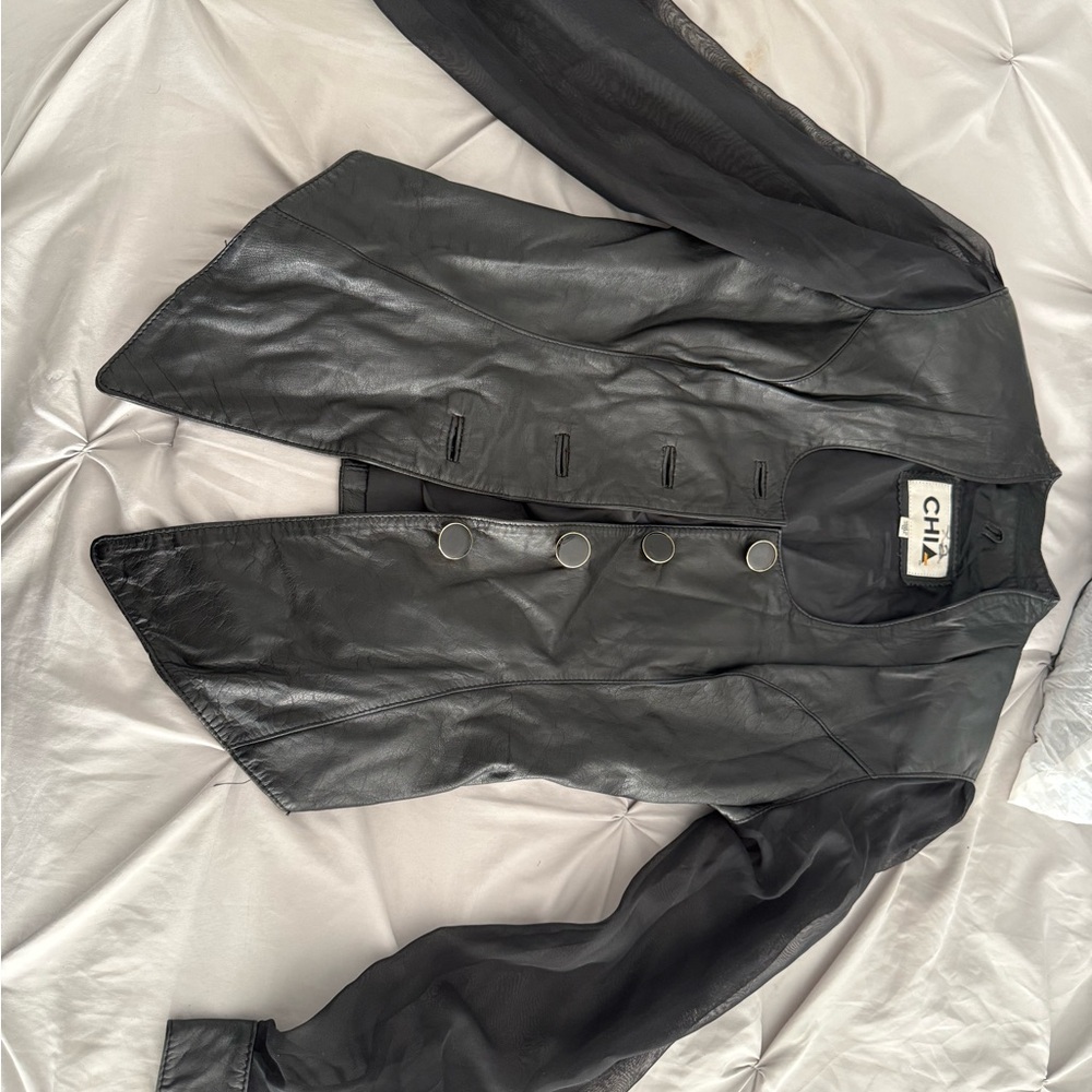 Elegant Black Leather Jacket by CHA